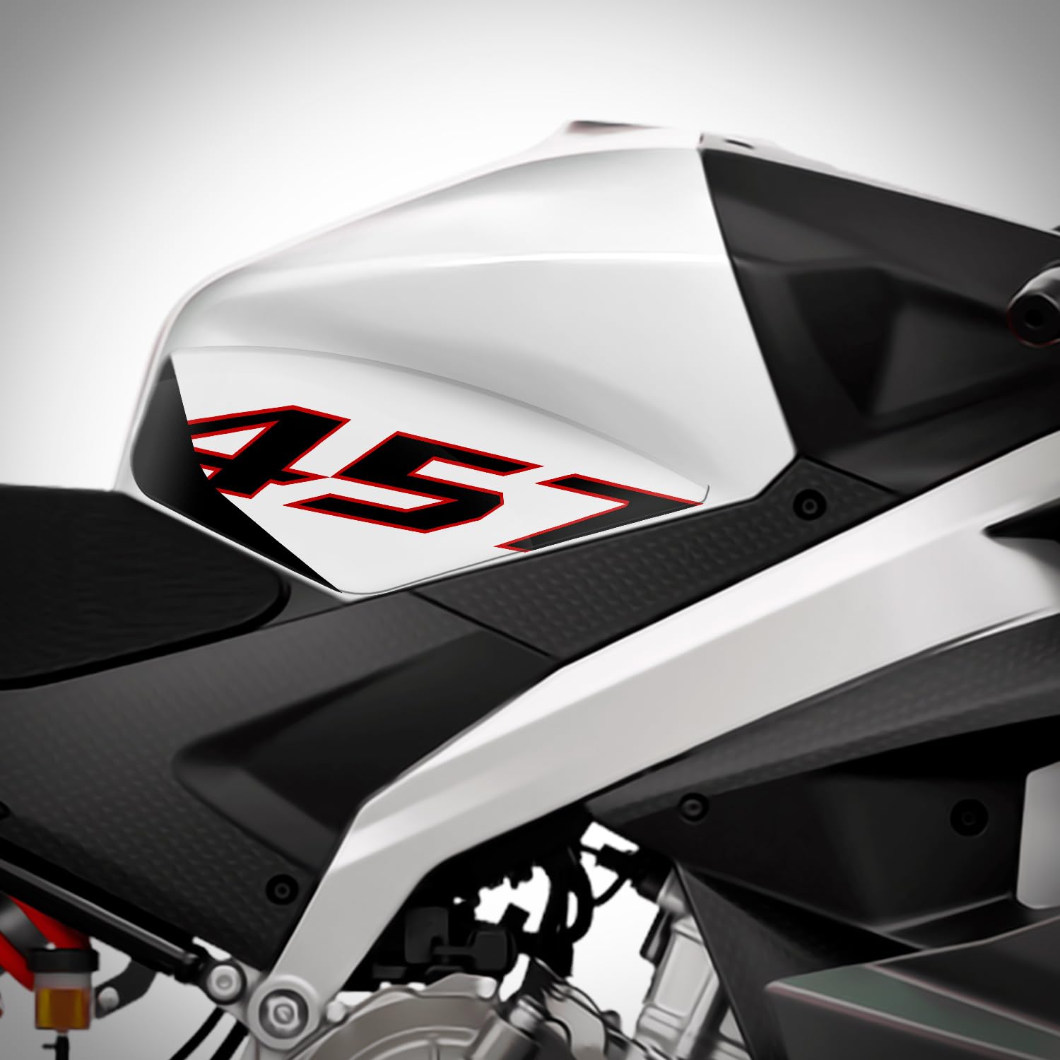 Az Graphishop seitliche Tankprotektoren aus 3D-Harz, kompatibel mit Aprilia RS 457 2024-2025 L-234 (Opalescent Light)