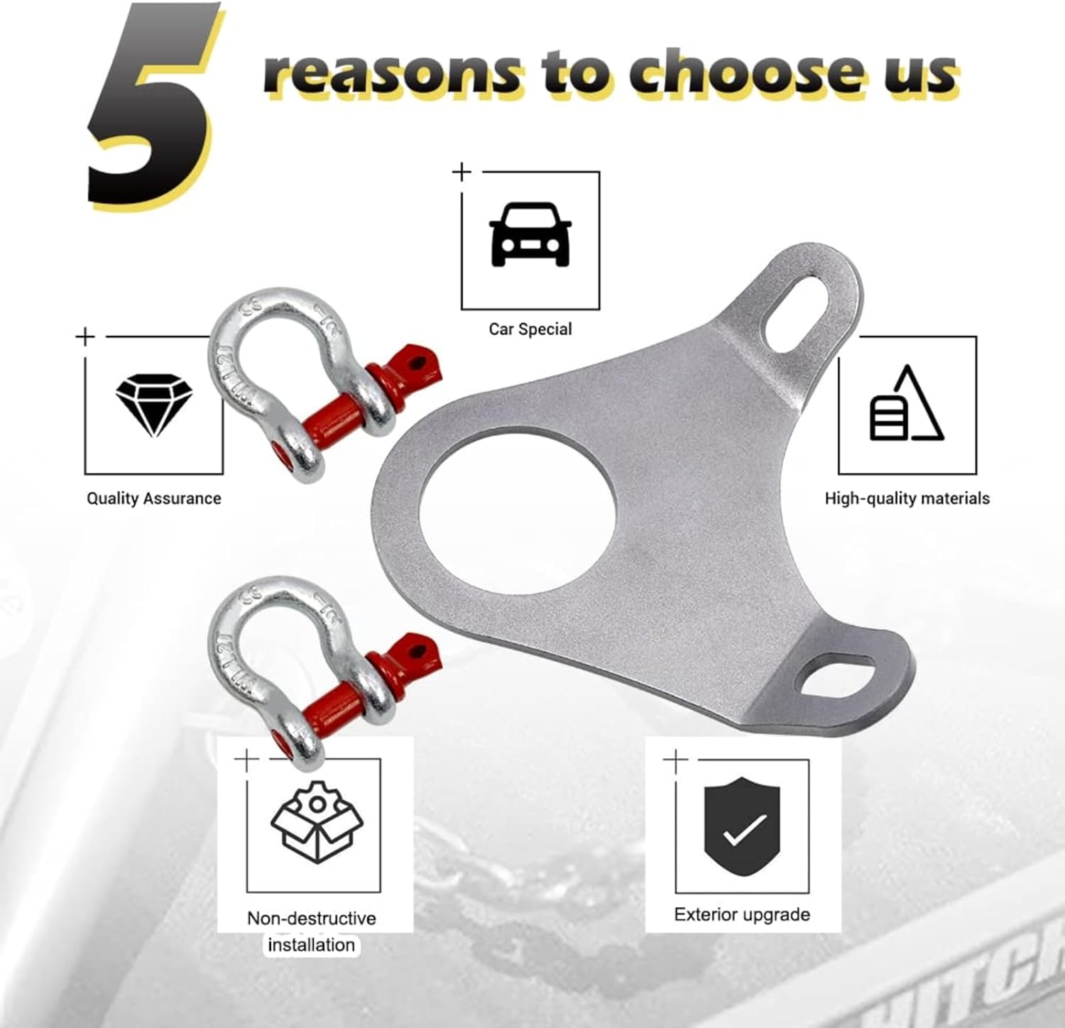 RULLINE 5th Wheel Ultimate Connection Safety Chains Plate Towing Accessories with 1/2in Shackles - Image 6