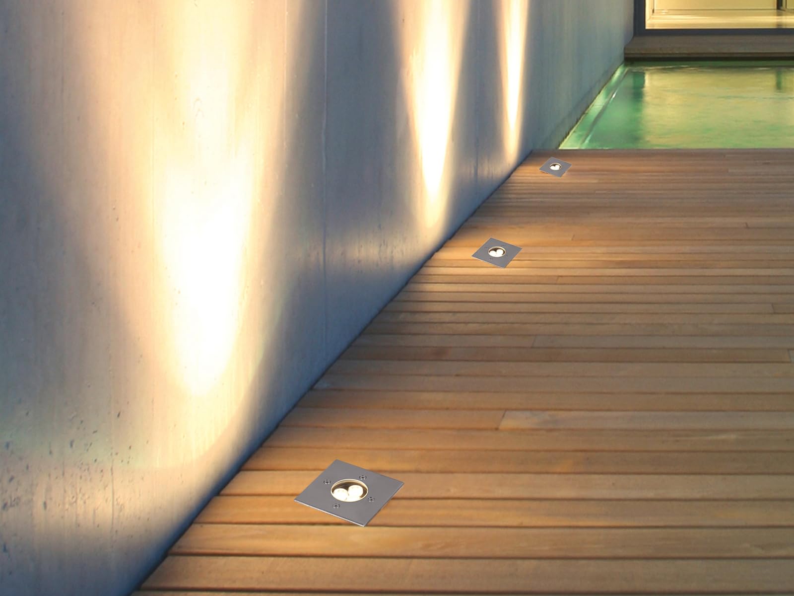 Set di 2 faretti da incasso a LED angolari da pavimento, in acciaio inox, 11 x 11 cm, grado di protezione IP65, portata fino a 2000 kg, illuminazione ideale per esterni