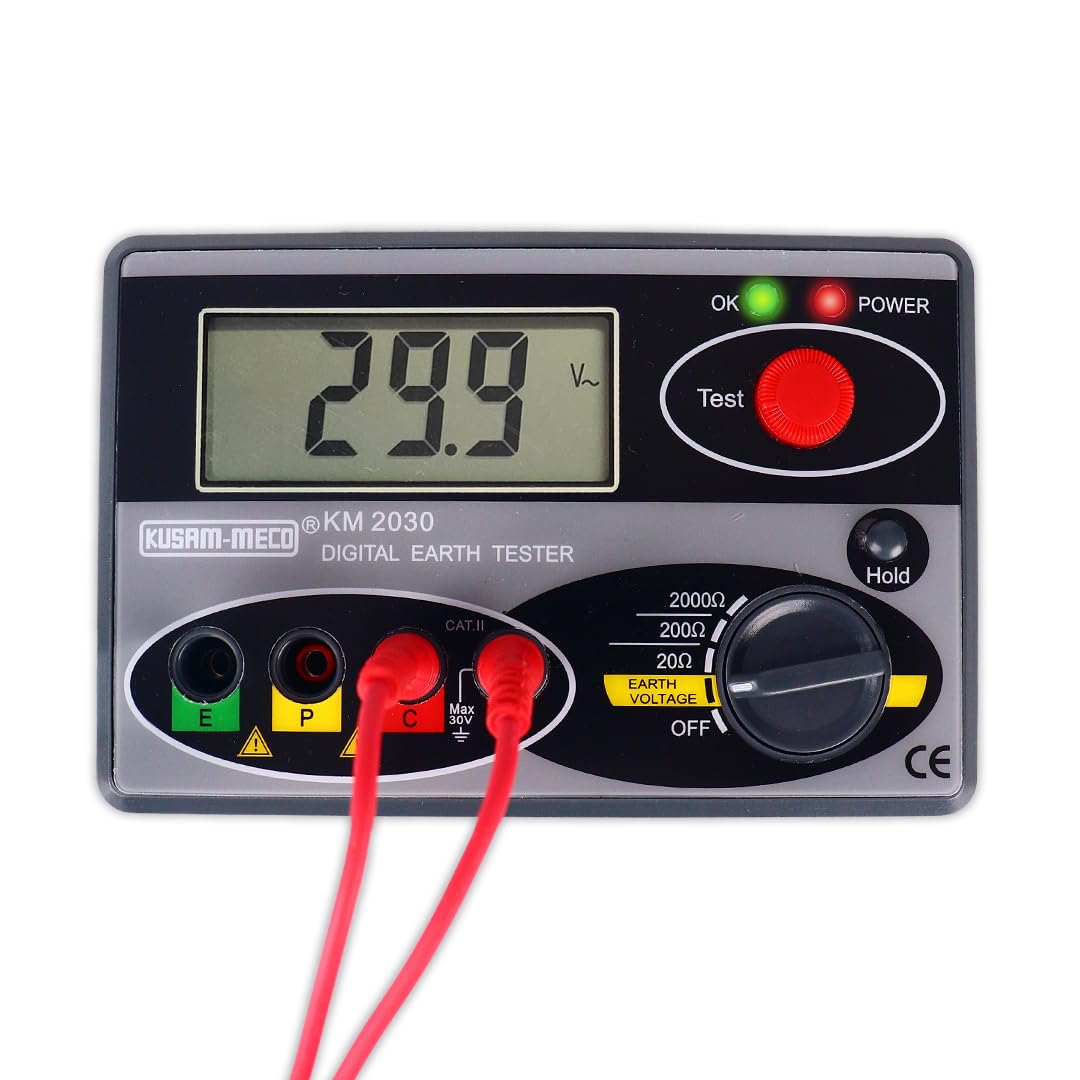 KUSAM-MECO Digital Earth Resistance Tester KM 2030|Easy To Operate| 1 Year Warranty (B0CP974T1G) Amazon Price History, Amazon Price Tracker