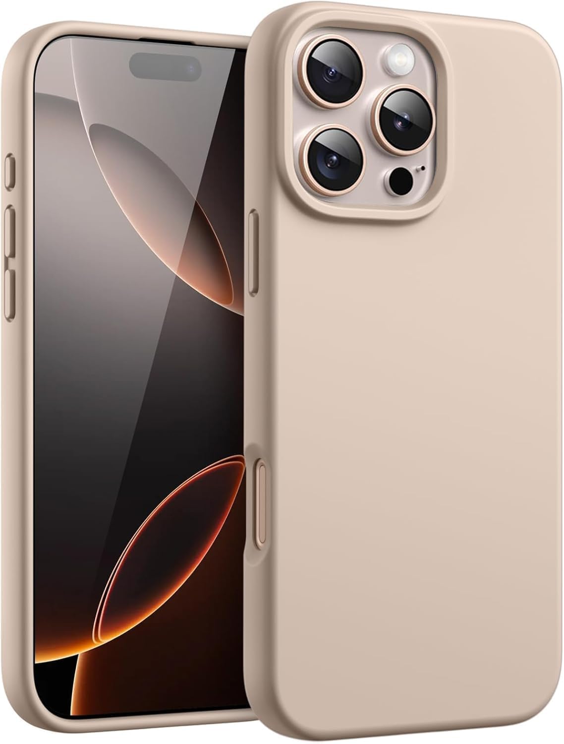 DIZORO Compatible for iPhone 16 Pro Max Case 6.9, Slim Liquid Silicone 3 Layers Full Covered Soft Gel Rubber Phone Case Protective Cover 6.9 Inch (Desert Titanium)-image-46