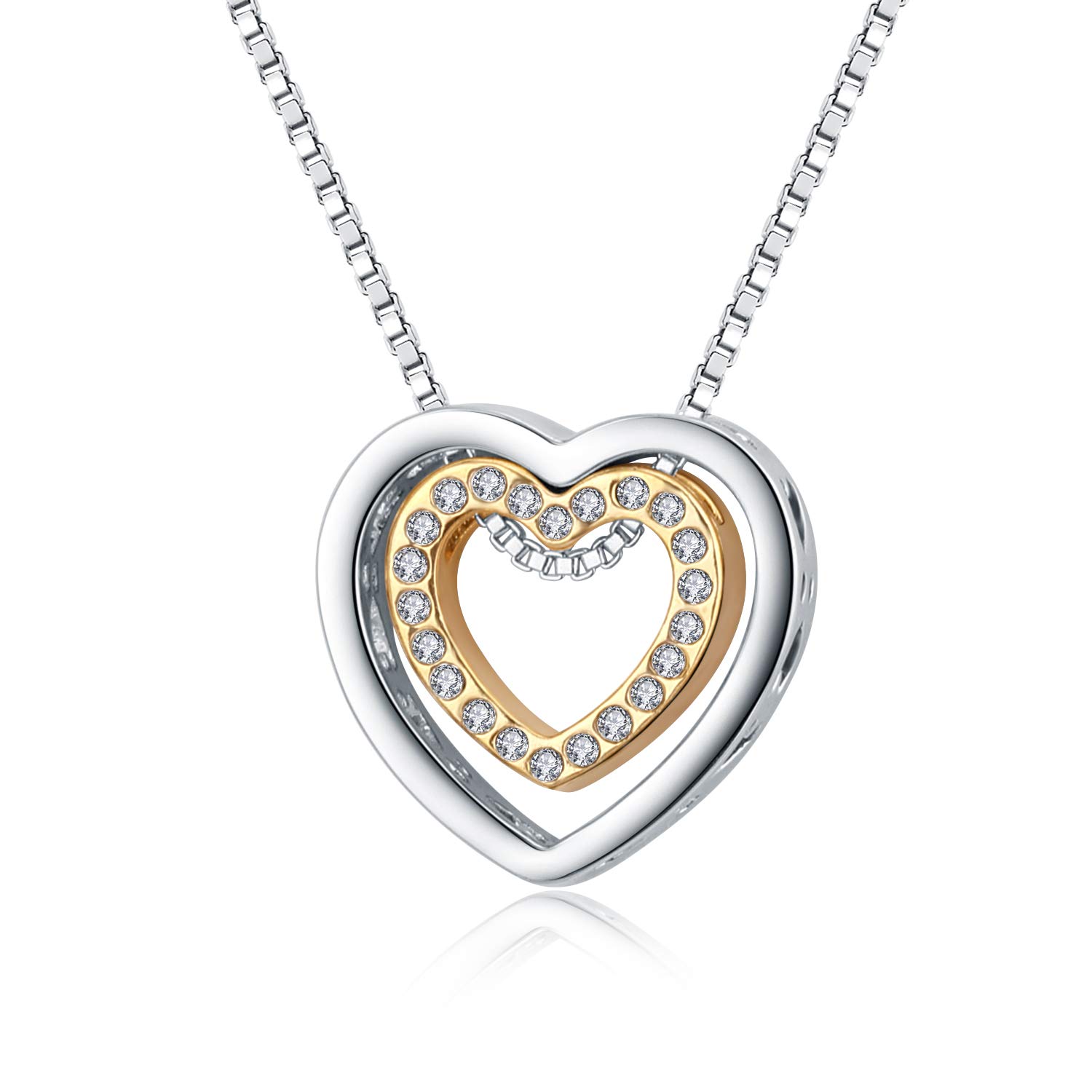 My heart is with you Champaign Gold Plated Necklace made with Austrian Crystals - 5081040