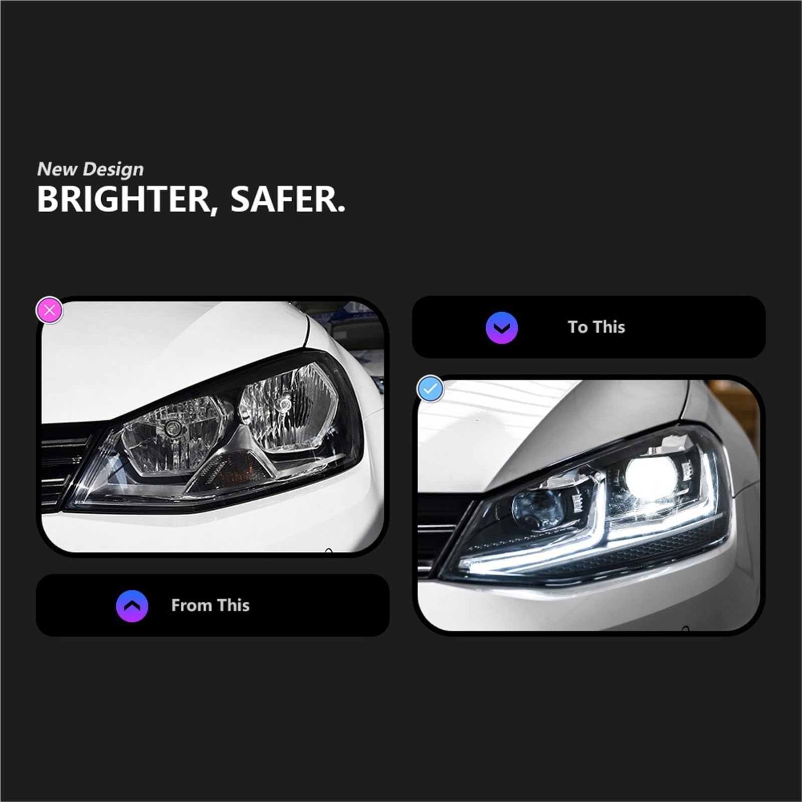 Compatibile con i fari VW Golf 7 MK7 GTI 2013-2017 Aggiornamento Golf 7.5 Styling LED DRL Dual Car Accesorios Modificato(RED,RHD)