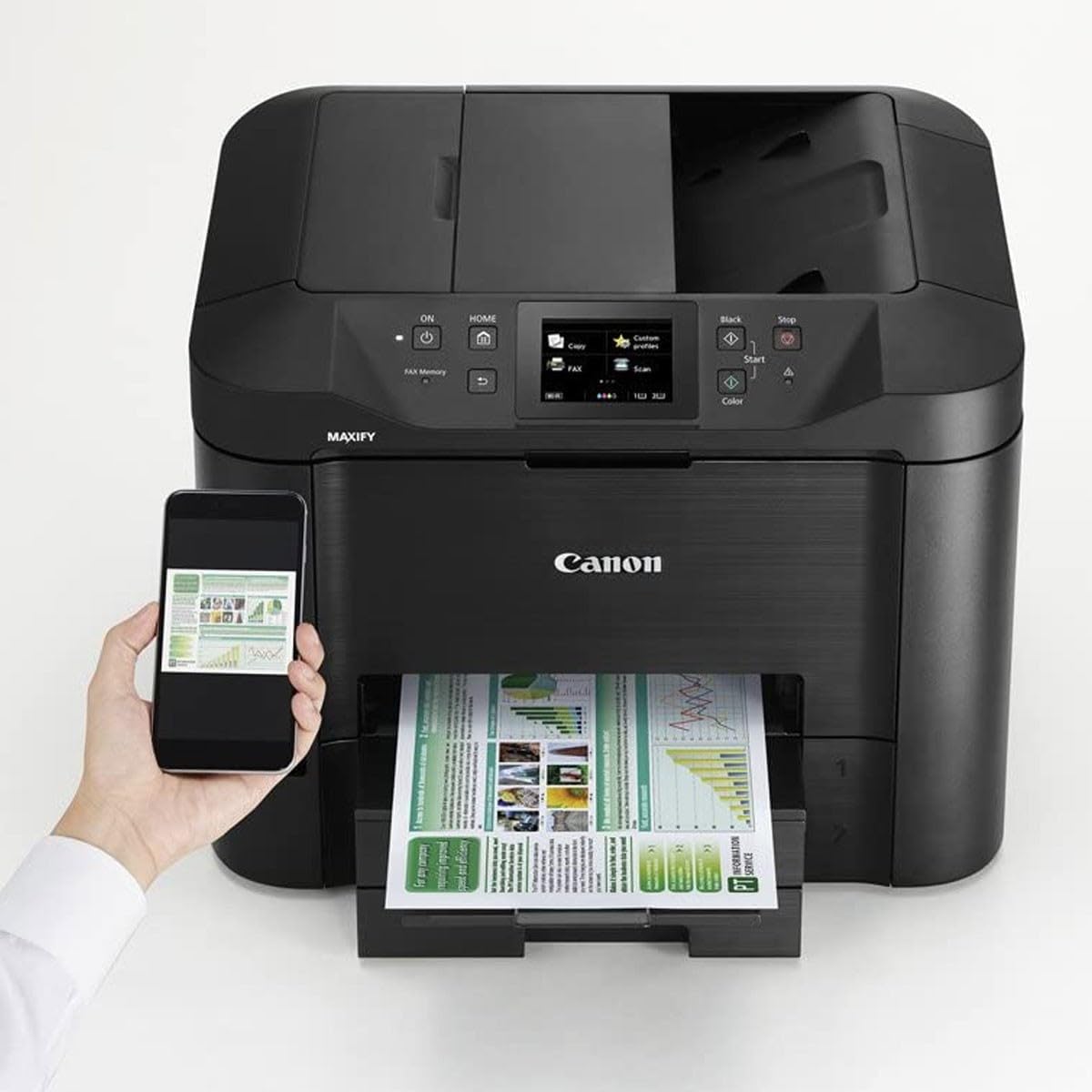 Canon Maxif MB5450 Stampante Multifunzione Inkjet, 24 ipm in Bianco e Nero, 15.5 ipm a Colori, 600 x 1200 dpi, Nero/Antracite