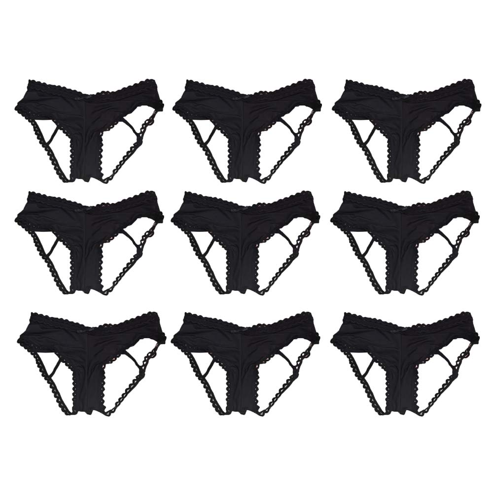 Bragas de encaje sexy transparente con cintura baja de algodón para mujer