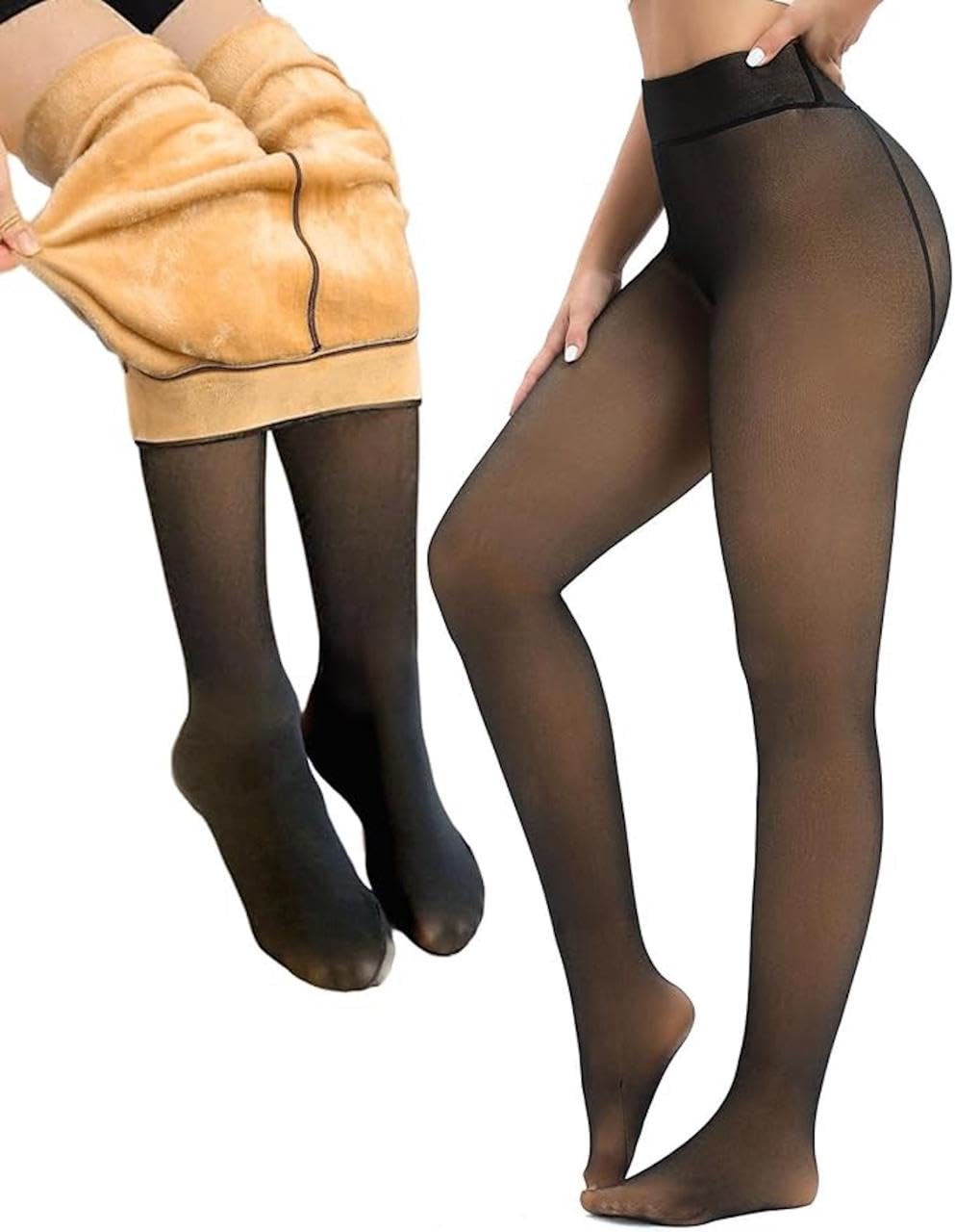 ahchvijash Women Skinny Mid-Rise Soft Winter Warm Fleece Lined Leggings – Thermal Stretchable High Waist Slim Fit Pantyhose for Cold Weather | Velvet Inner Layer Warm Stockings for Women-picture-54
