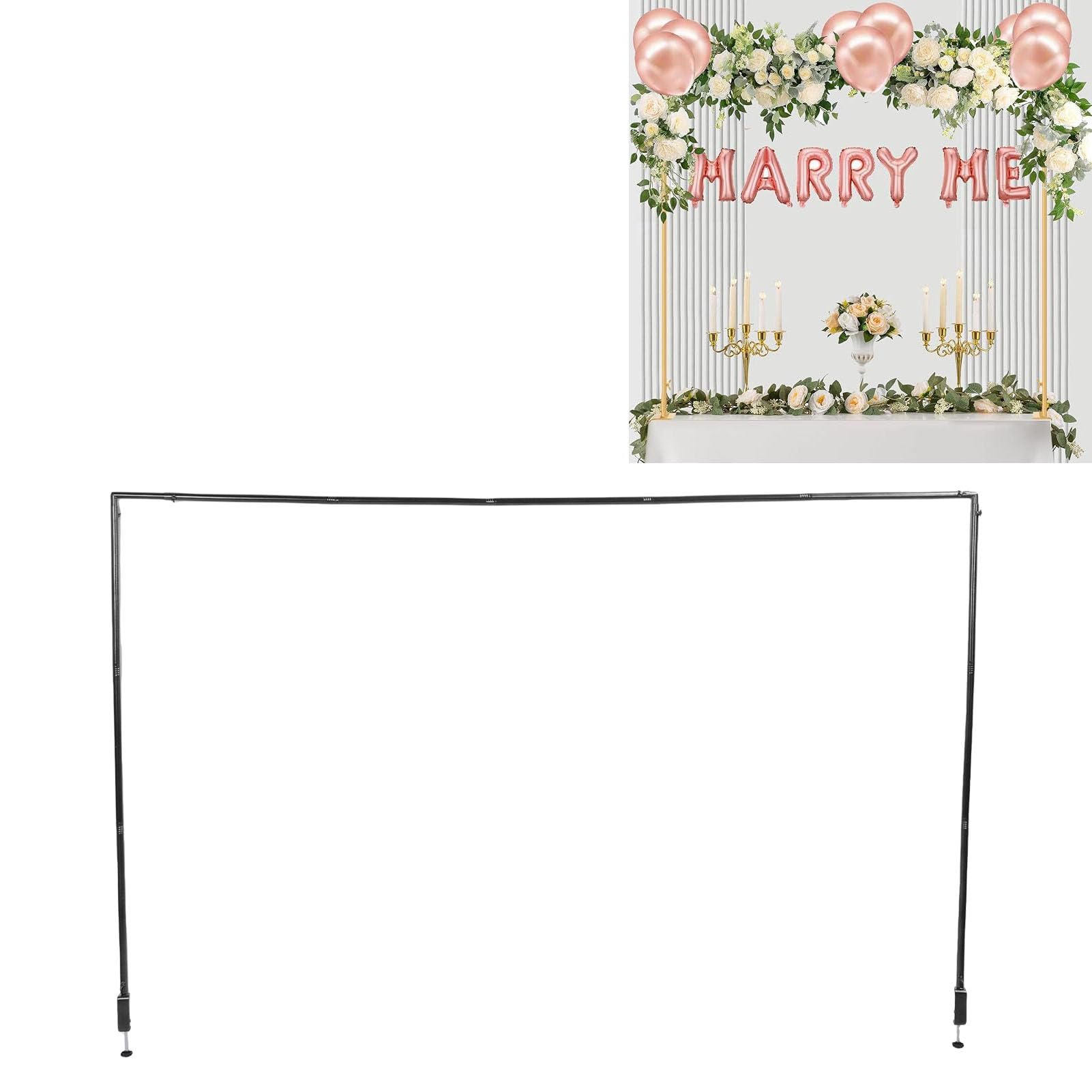Soporte para de Globos sobre Mesa con Abrazaderas Ajustables 46-100 Pulgadas Altura 29-55 Pulgadas Hierro Soporte para Decoración de de Mesa para Fiestas Bodas Cumpleaños (Negra)