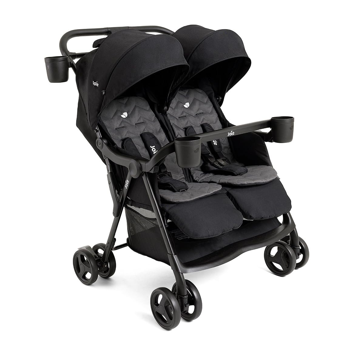 Joie Rosemary Side-by-Side Double Stroller – Lightweight, Compact, and Comfortable Side-by-Side Stroller for Twins or Siblings (Shale & Thunder)