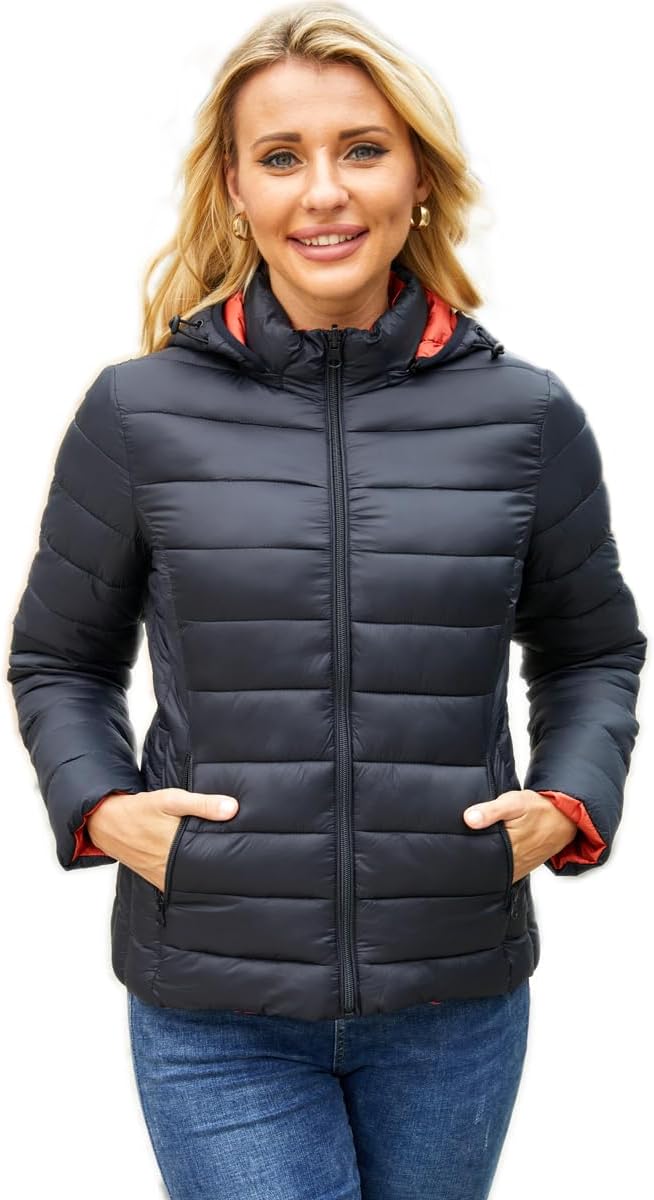 MODERN BUBBLE Lightweight Puffer Jacket Womens Winter Coats with Hood Packable Down Jacket Women Quilted Coat