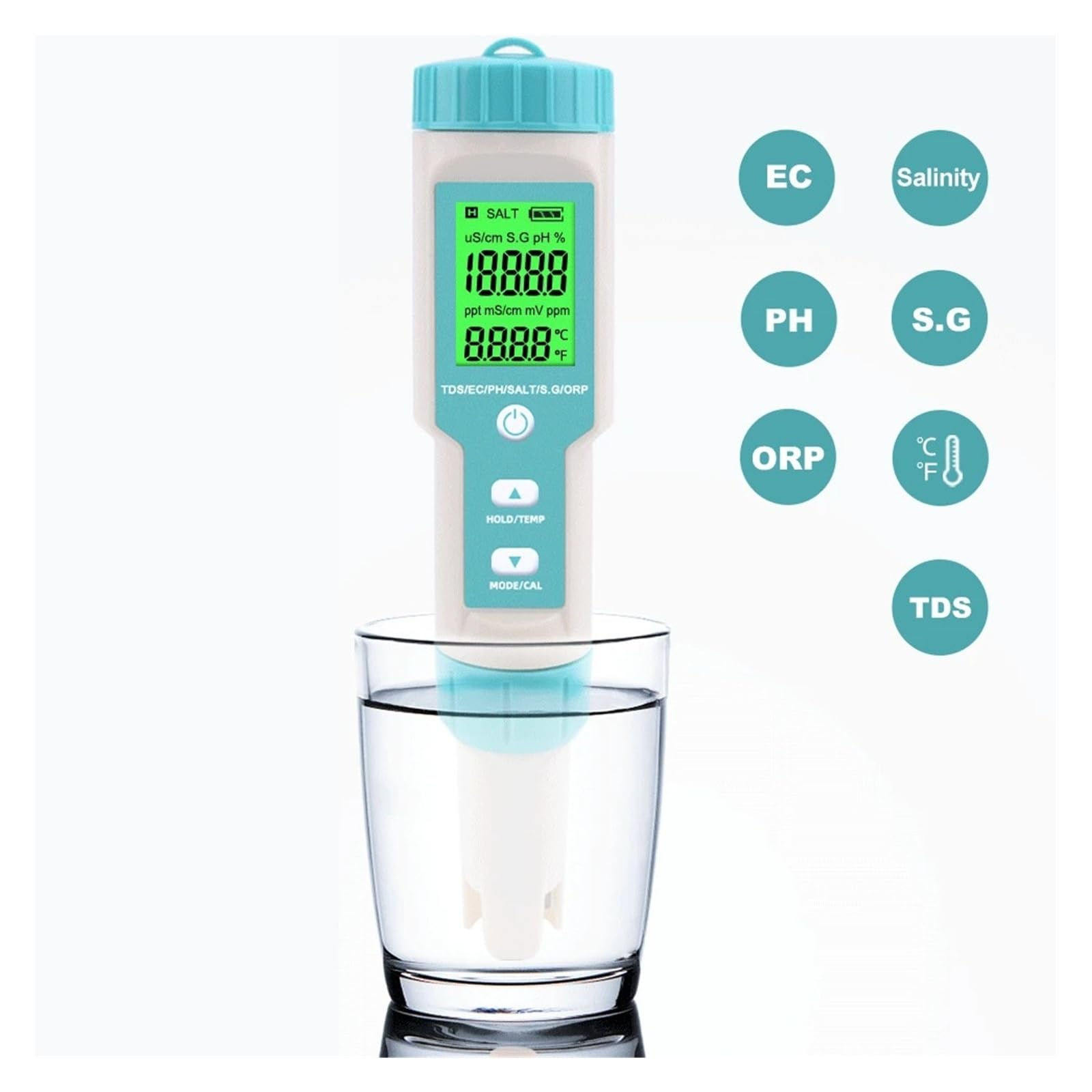 7 en 1 PH/TDS/EC/ORP/salinité/S. G/compteur de température C-600 testeur de qualité de l'eau for l'eau potable, ph-mètre d'aquarium