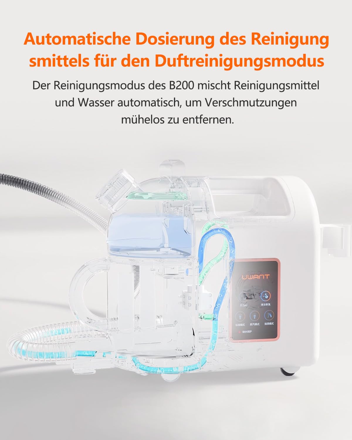 Uwant B200, Polsterreiniger Gerät, 1900W | Dampft, Schrubbt und Saugt | Für Teppiche, Sofas, Vorhänge, Kleidung | 74DB, 12000Pa