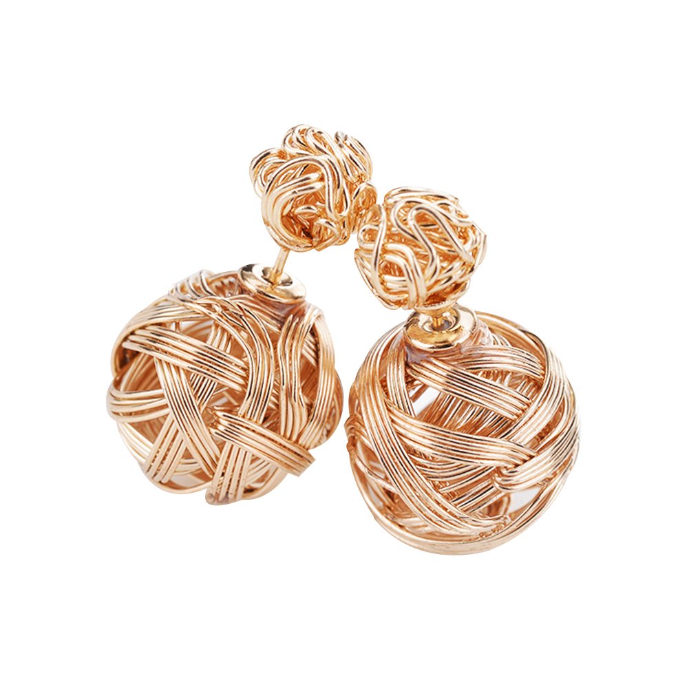 Emorias 1 Pair Alloy Earrings Retro Personality Knitting Ball Hair Earrings Women Fashion Jewellery Accessories 2.8 * 1.6cm gold