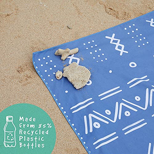 Somerside Tribal Mudcloth Sustainable Sand Free Beach Towel 63X35 Inches | Lightweight Quick Dry Beach Towel Made With Recycled Plastic | Large Beach Towel With Hidden Pocket | Microfiber Beach Towel #TOP1