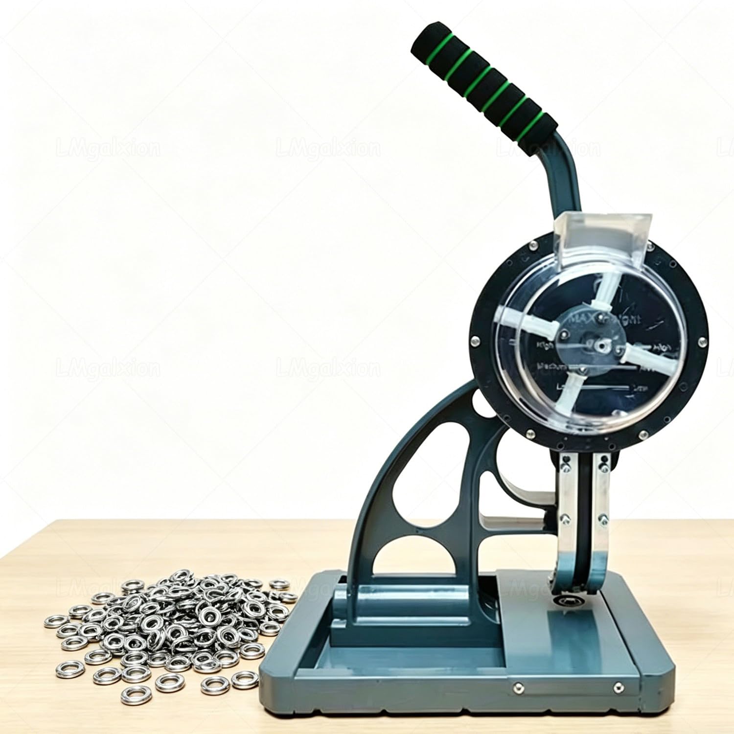 LMgalxion Robust Aluminum Alloy Grommet Press Machine,Semi-Automatic Eyelet Puncher with 4 Casters,Manual Eyelet Punch for Tarps,Fabric,165mm Throat Depth W/ 1000 Grommets 5.5mm