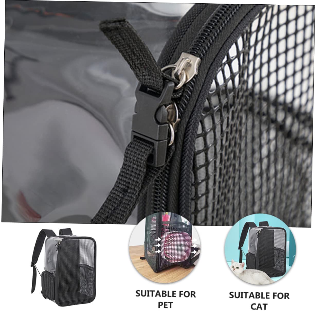 Borsa Trasporto Gatto Traspirante e Comoda, Oxford Nera | Grande Capacità, per Hiking e Viaggi, Design a Tracolla per Spostamenti Pratici