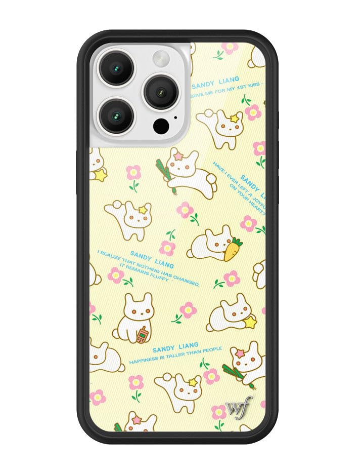 Image of Wildflower Cases - Compatible with iPhone 16 Pro Max | Protective Black Bumper, 6.5ft Drop Test Certified, Women Owned Small Business | Yellow Pink Cute Trendy | Collab - Sandy Liang Bunny Gift Wrap