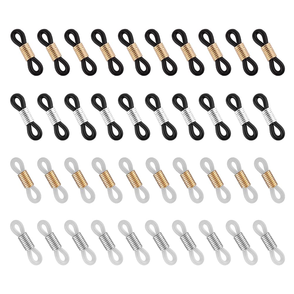 Healifty 100Pcs Terminali Catena Per Occhiali Connettore Per Occhiali In Silicone Fermacavo Regolabile In Gomma Antiscivolo Per Catena Portaocchiali