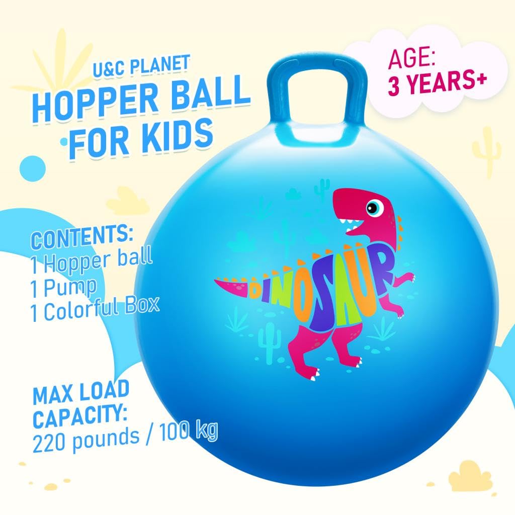 U&C Planet Ballon Sauteur 45 cm Enfant 3-8 Ans Plastique PVC épais résistant Jouet intérieur extérieur