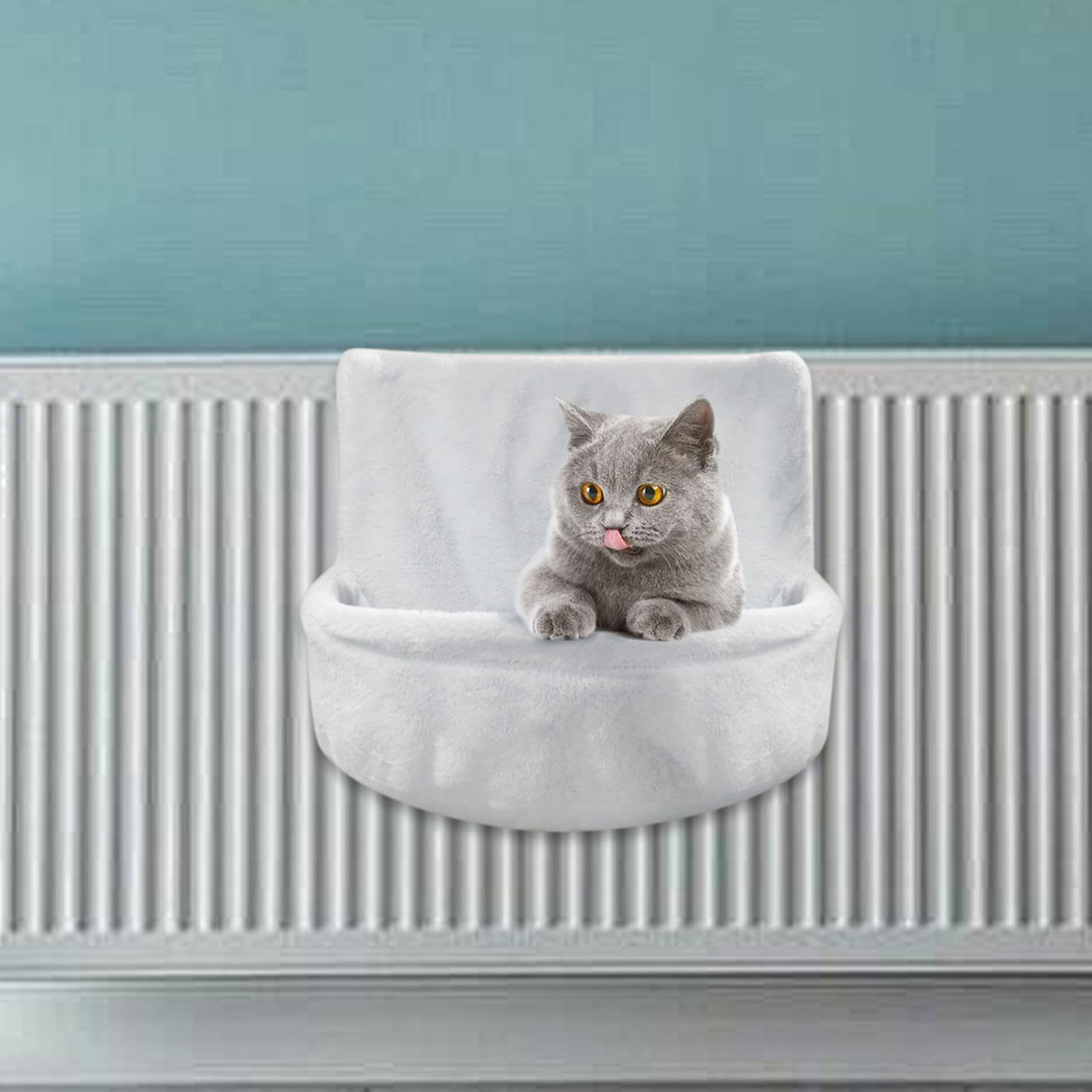 Lit pour Chat sur Radiateur, Support pour 'intérieur, Perchoir pour Fenêtre, Hamac pour Chat, Sac de Rangement pour Balcon, Gris