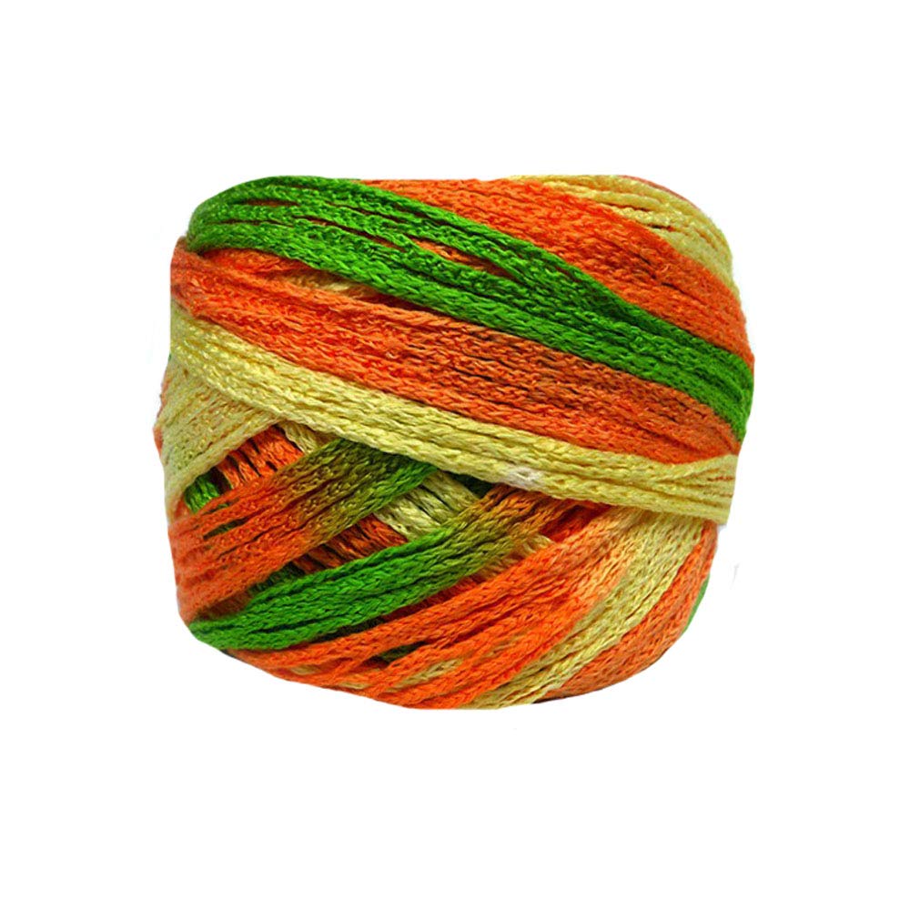 Green Yellow Ruffle Yarn DIY Crochet Knitted Scarf Yarn Mesh Net Style Yarn Shimmer Metallic Ribbon Yarn 100% Acrylic Yarn 300g