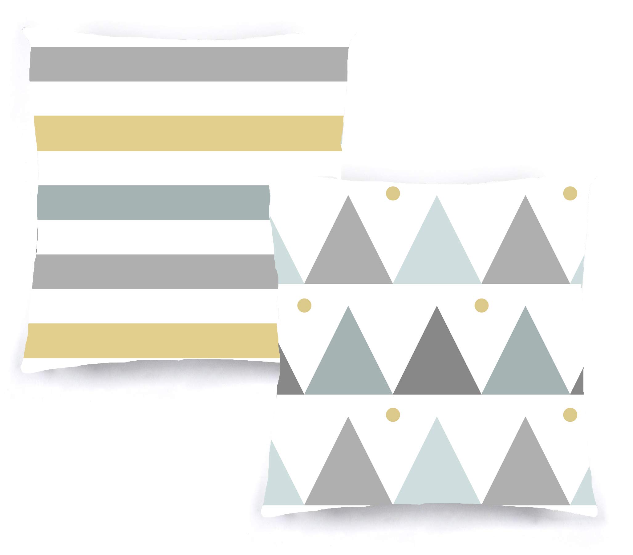 Decoratea Fundas Cojines 50x50 - Fundas de Cojín Decorativo (Juego de 2) para Sofá, Cama, Salón, Sala Niños. Set Almohadas 50 cm con Algodón Suave y Estampado Azul y Gris (Nórdico Amarillo)