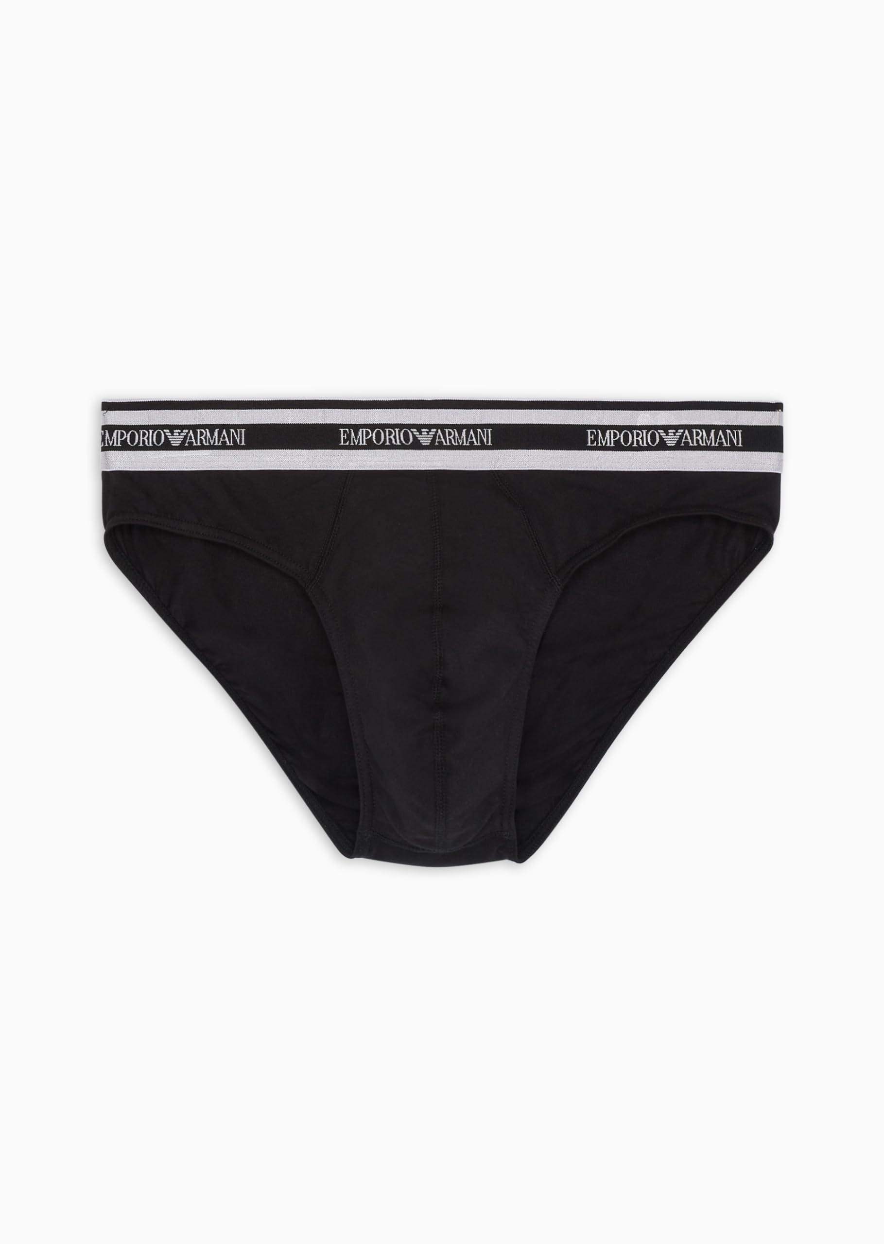 Emporio Armani Men's Black Stretch Cotton Shiny Logoband Brief, Xl