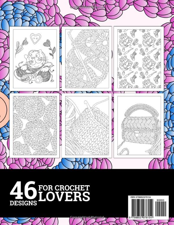 Crochet Coloring Book For Adults: An Adult Coloring Book with Easy and Relieving Crochet Patterns Coloring Pages Prints for Crochet Lovers image 3