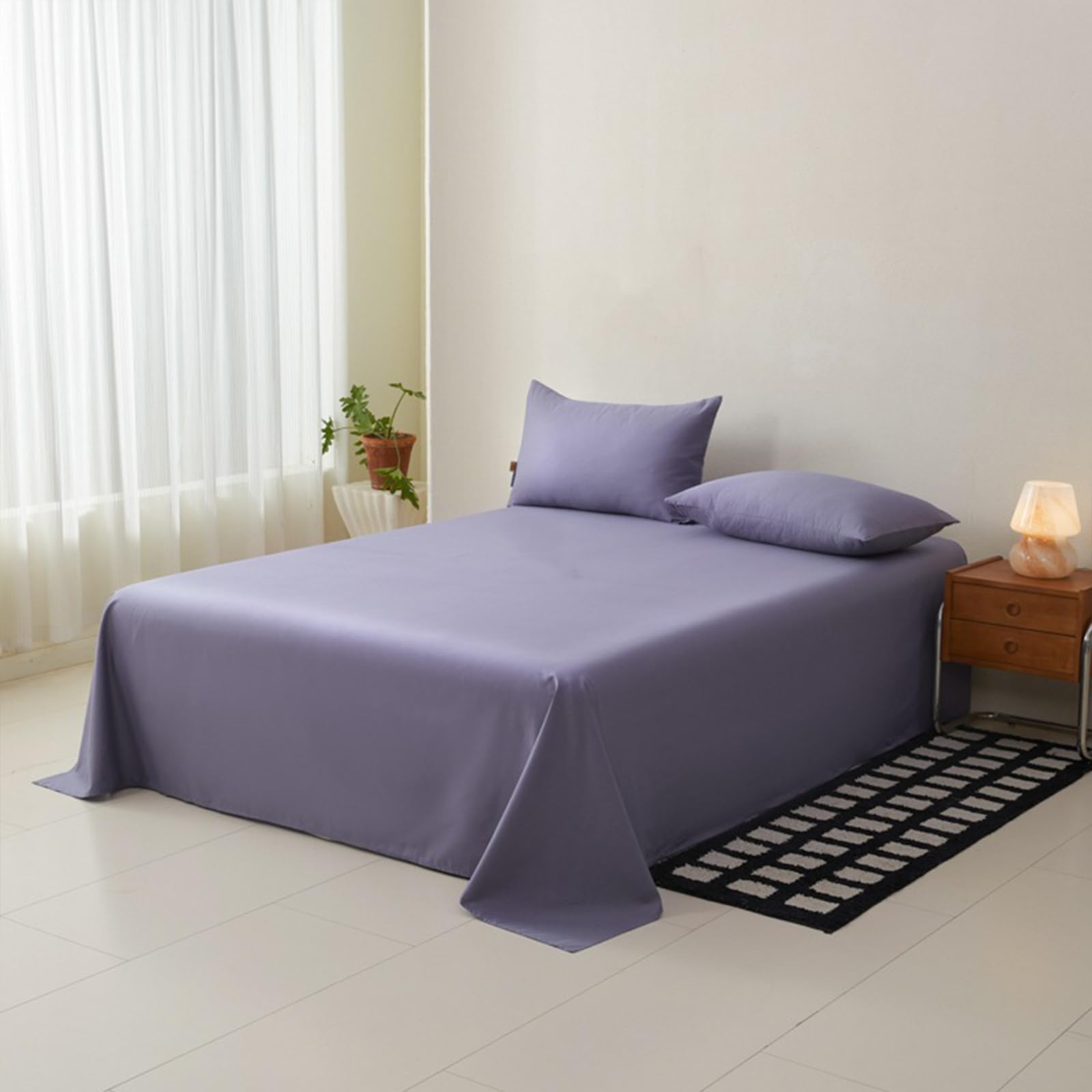 Bettlaken 230x260cm Grau | Baumwolle,Einfarbig,Bettlaken für Doppelbetten,mit 2 x Baumwolle Kissenbezug von 50 x 75 cm,Ganzjahres,Weich & atmungsaktiv