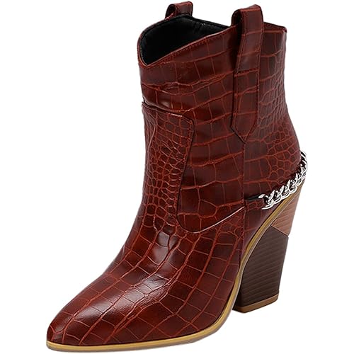 Women's Ankle Boots & Booties Chunky Heel Pointed Toe Retro Elastic Ankle Boots Military Boots for Women