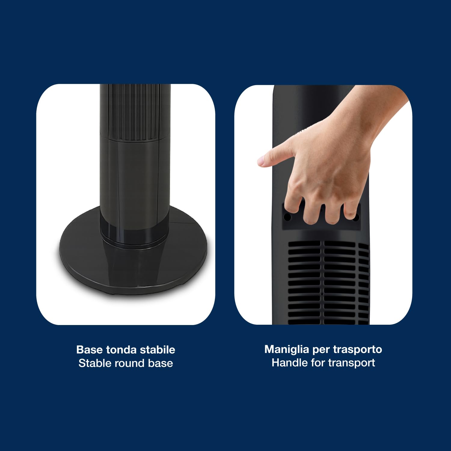 BEPER P206VEN310 Ventilador de torre digital de lujo con control remoto, silencioso, 3 velocidades y 3 modos, oscilación, temporizador de 7,5 horas, base estable