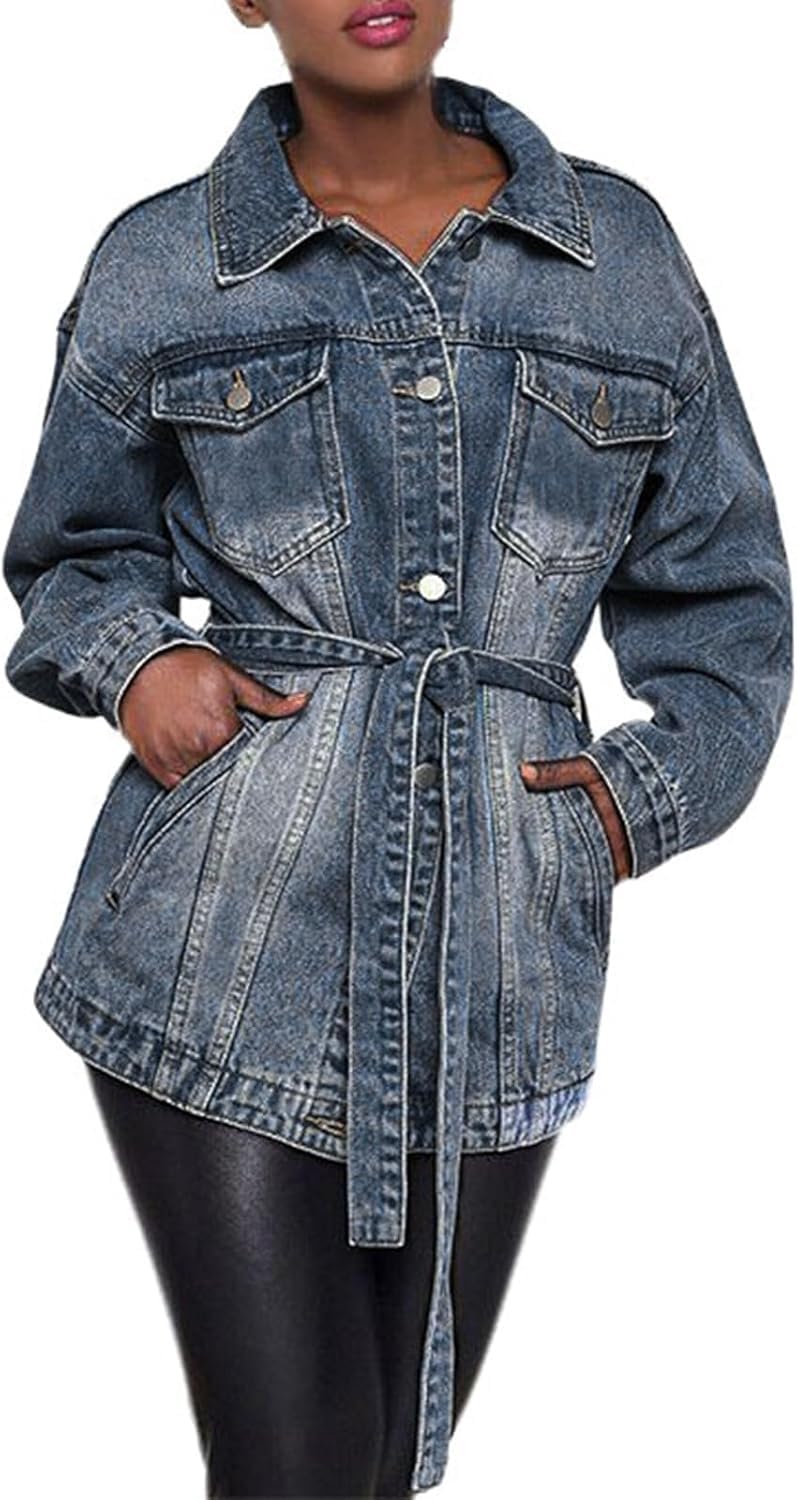 Chaqueta Vaquera Vintage Para Mujer Primavera Botón De Longitud Media Manga Larga Solapa Chaqueta Vaquera Con Bolsillos Moda Slim Fit Ropa De Abrigo De Mezclilla Informal
