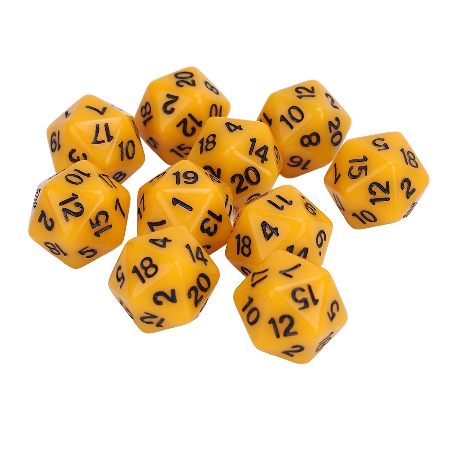 10PCS Polyhedral Dice Set Plastic 20 Sided Dice D20 for Role Playing Table Games Single Colored Assortment (yellow)