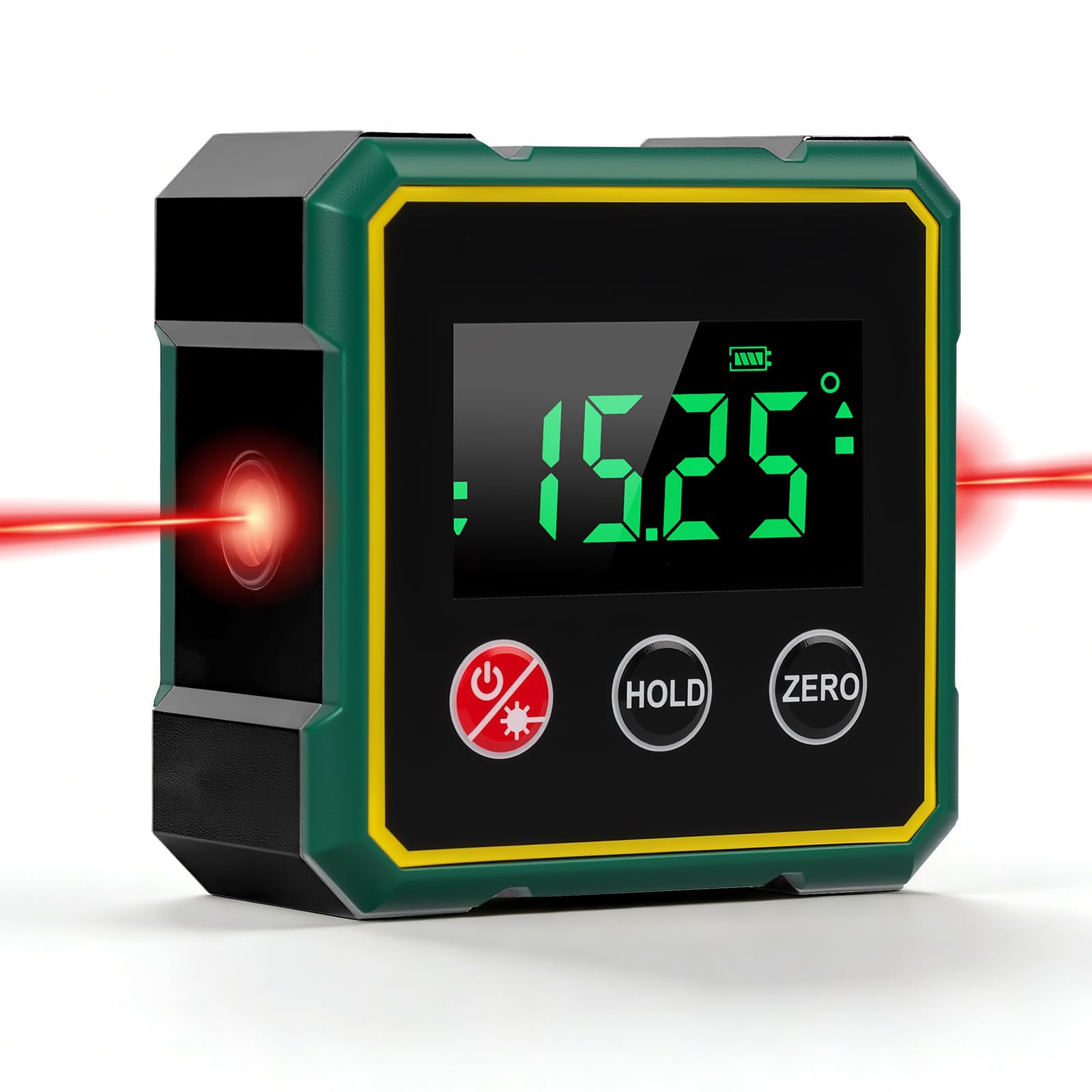 Yallmie Digital Angle Finder with Laser, 4-Side Strong Magnetic Digital Angle Gauge with LED Display Digital inclinometer, Digital Spirit Level for Woodworking Construction DIY (Black-01)
