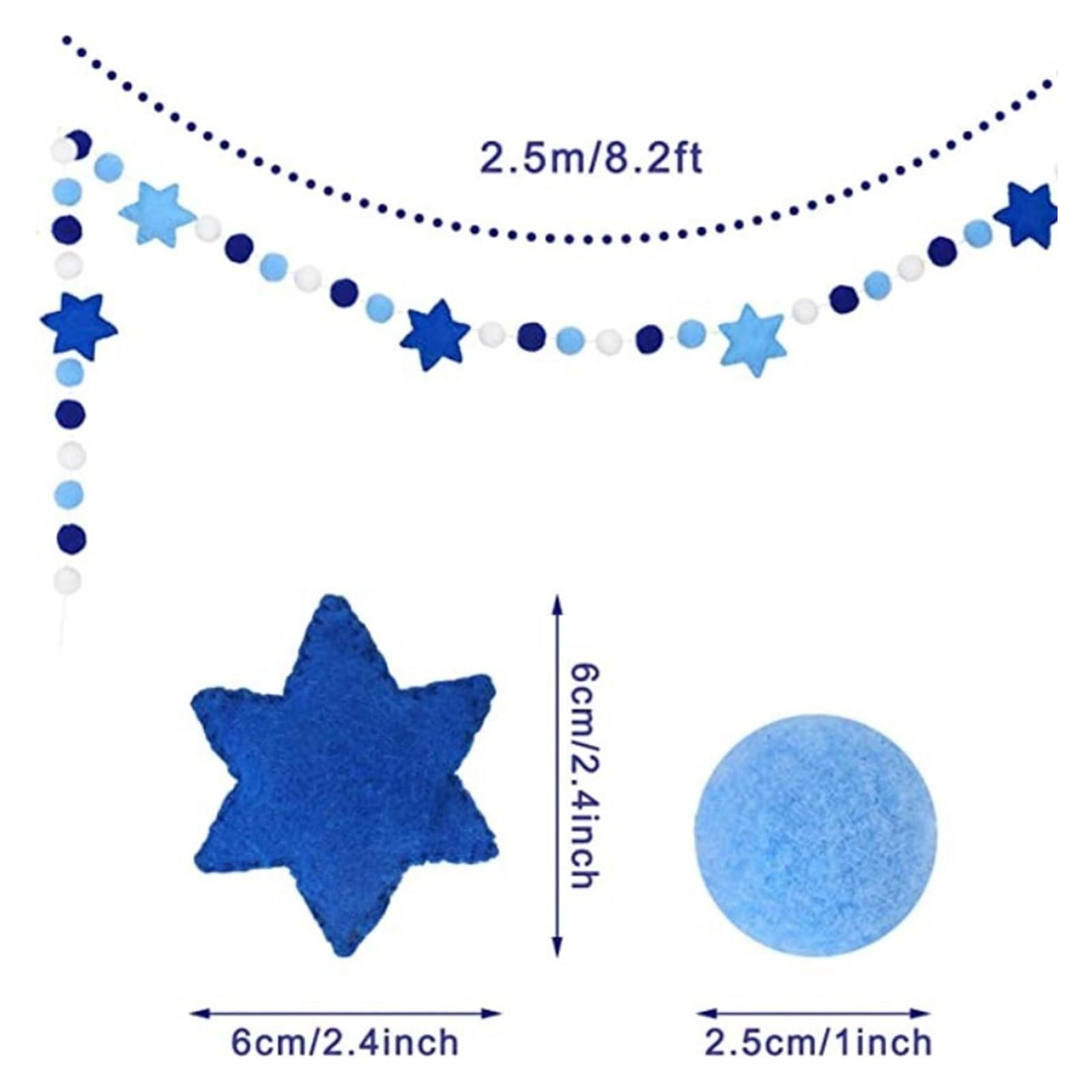 3set Felt Six-Pointed Star Garland Für Hause