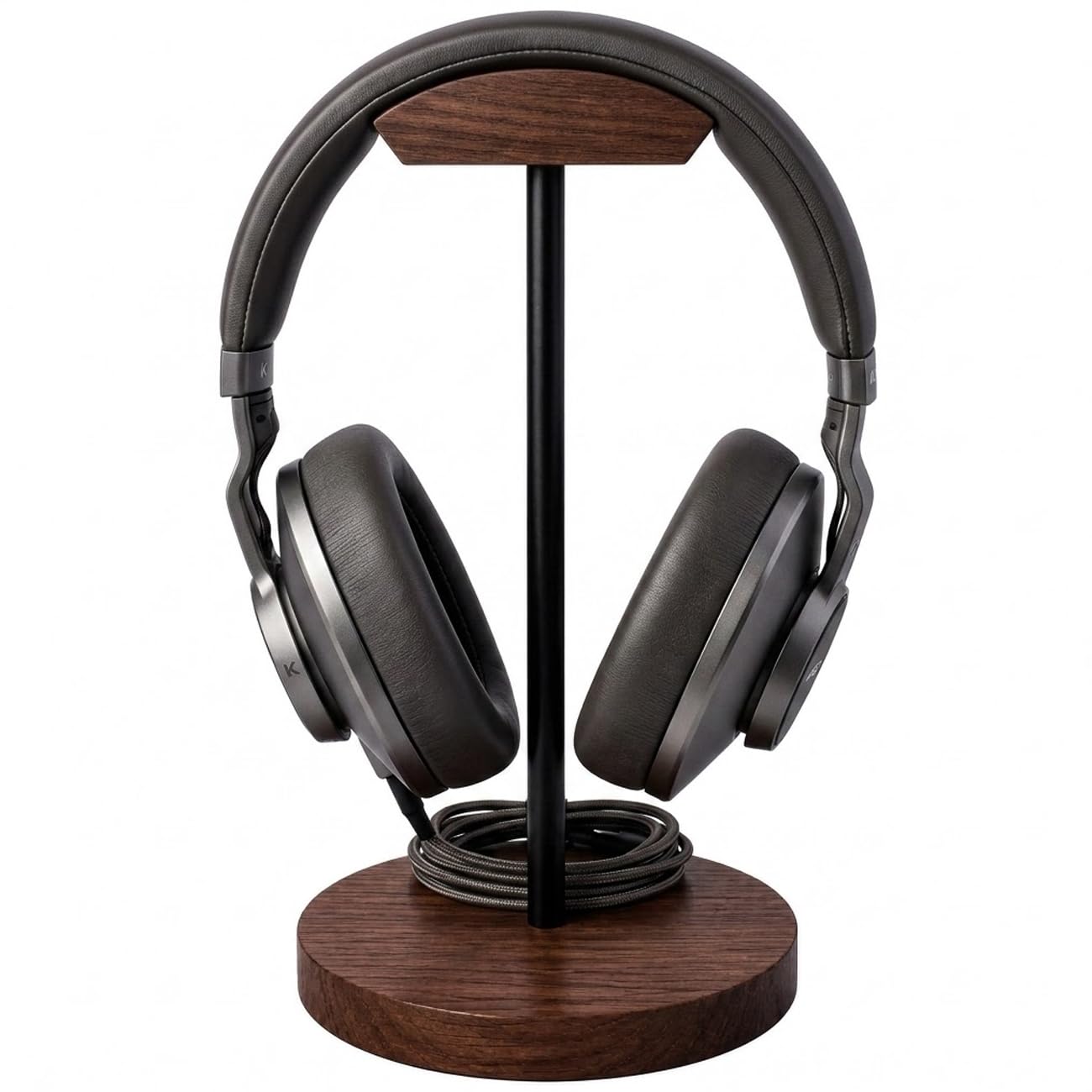 Headphone Holder Stand for Desk, Wood and Metal Headset Hanger Mount Hook Gaming Holder Desktop Earphone Artful Functional Craftsmanship Stand for All Headsets with Solid Wooden Base-image-19
