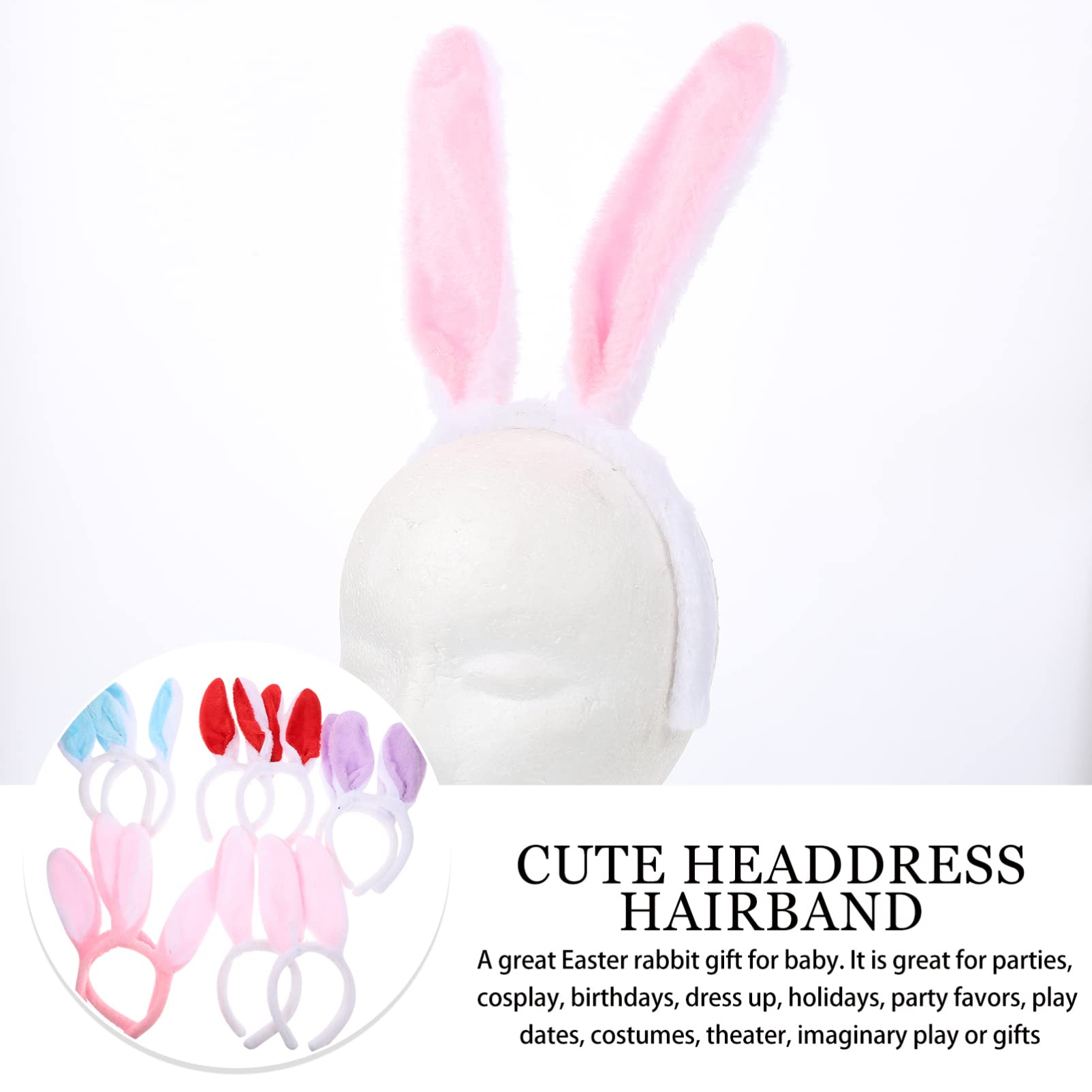 SOLUSTRE Bandeaux à Cheveux Mignons et Créatifs Oreilles de Lapin 10pcs en Peluche Accessoires Cheveux Doux Réglables pour Costume Fête de Noël
