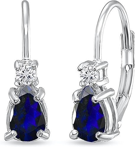 Sterling Silver Earrings for Women, Birthstone Earrings, Genuine or Synthetic Gemstone Earrings, Leverback Earrings, Teardrop Earrings, Huggie