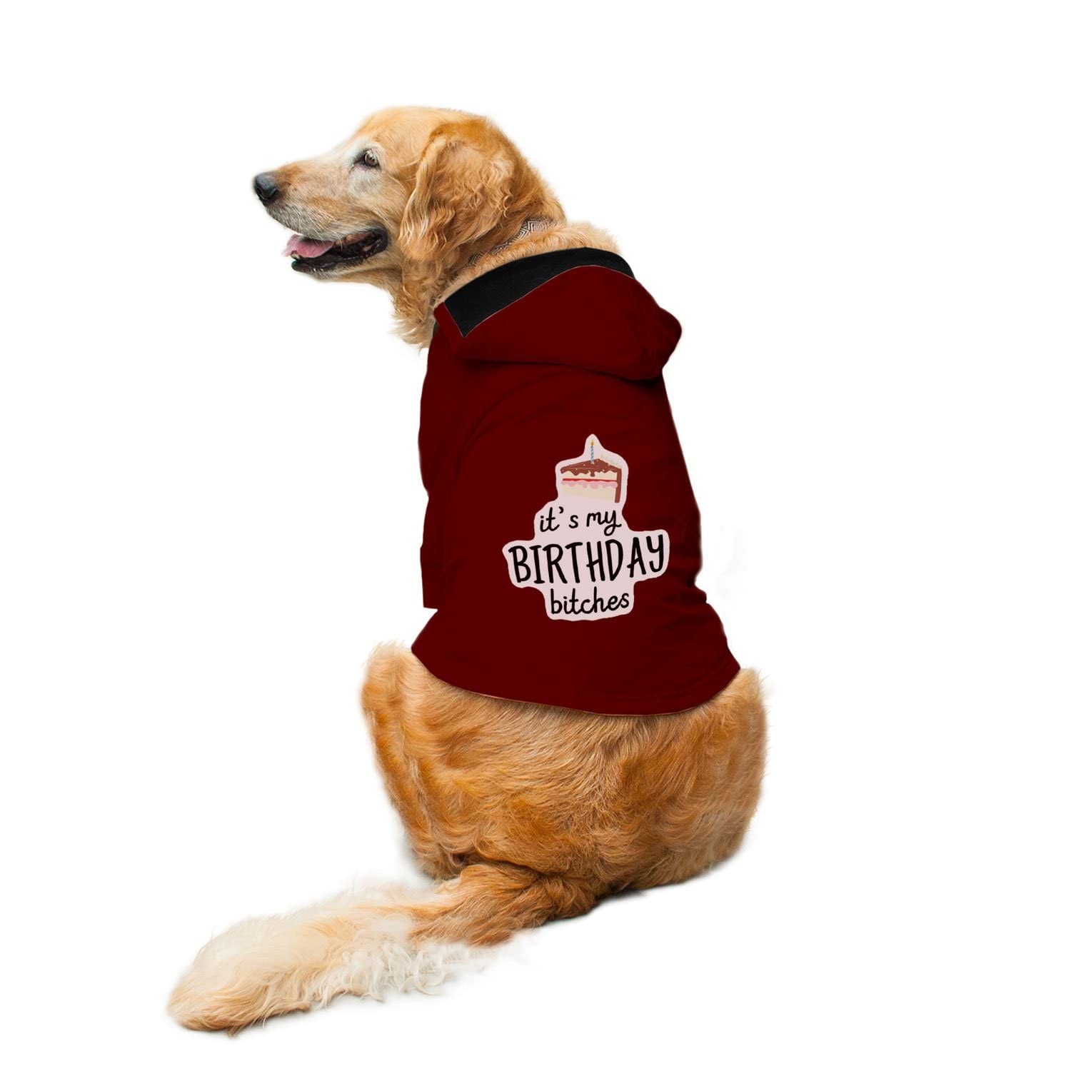 Ruse Its My Birthday Bitches-2" Printed Full Sleeves Dog Autumn Winter Hoodie Jacket/Apparel/Clothes/Jackets Gift for Dogs.Maroon/Small (Apso, Shih Tzu etc.) (B09J5C5W7P) Amazon Price History, Amazon Price Tracker