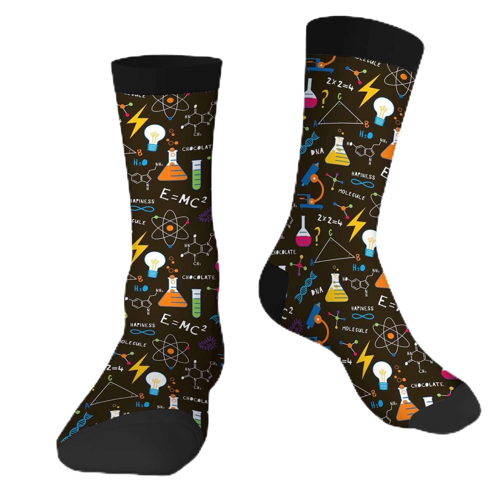 Muntayson Unisex Science Experiment Funny Socks Novelty Casual Crew Socks Contrast Color Design For Women Men