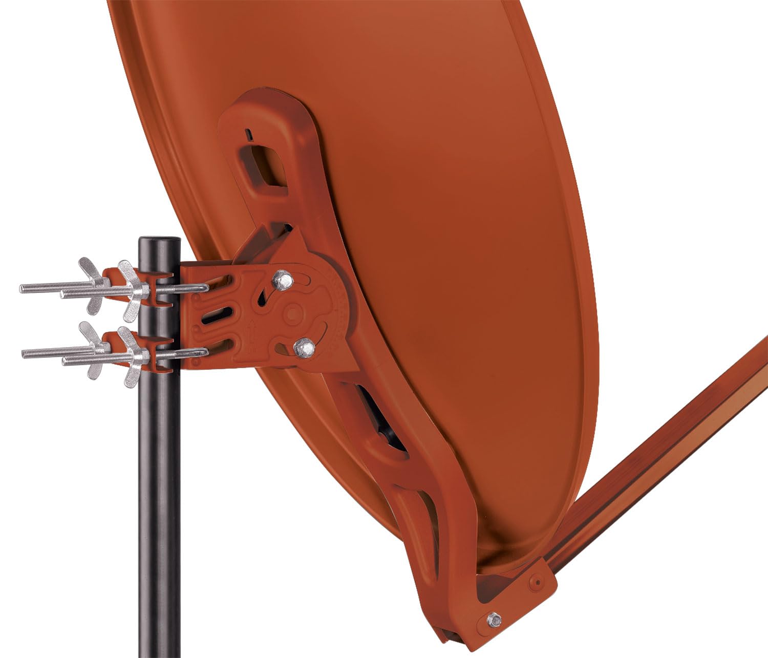 SCHWAIGER 265 Antenna satellitare 88cm Antenna SAT in alluminio Impianto satellitare Offset Antenna LNB Braccio di supporto Montaggio su palo Specchio satellitare Rosso mattone