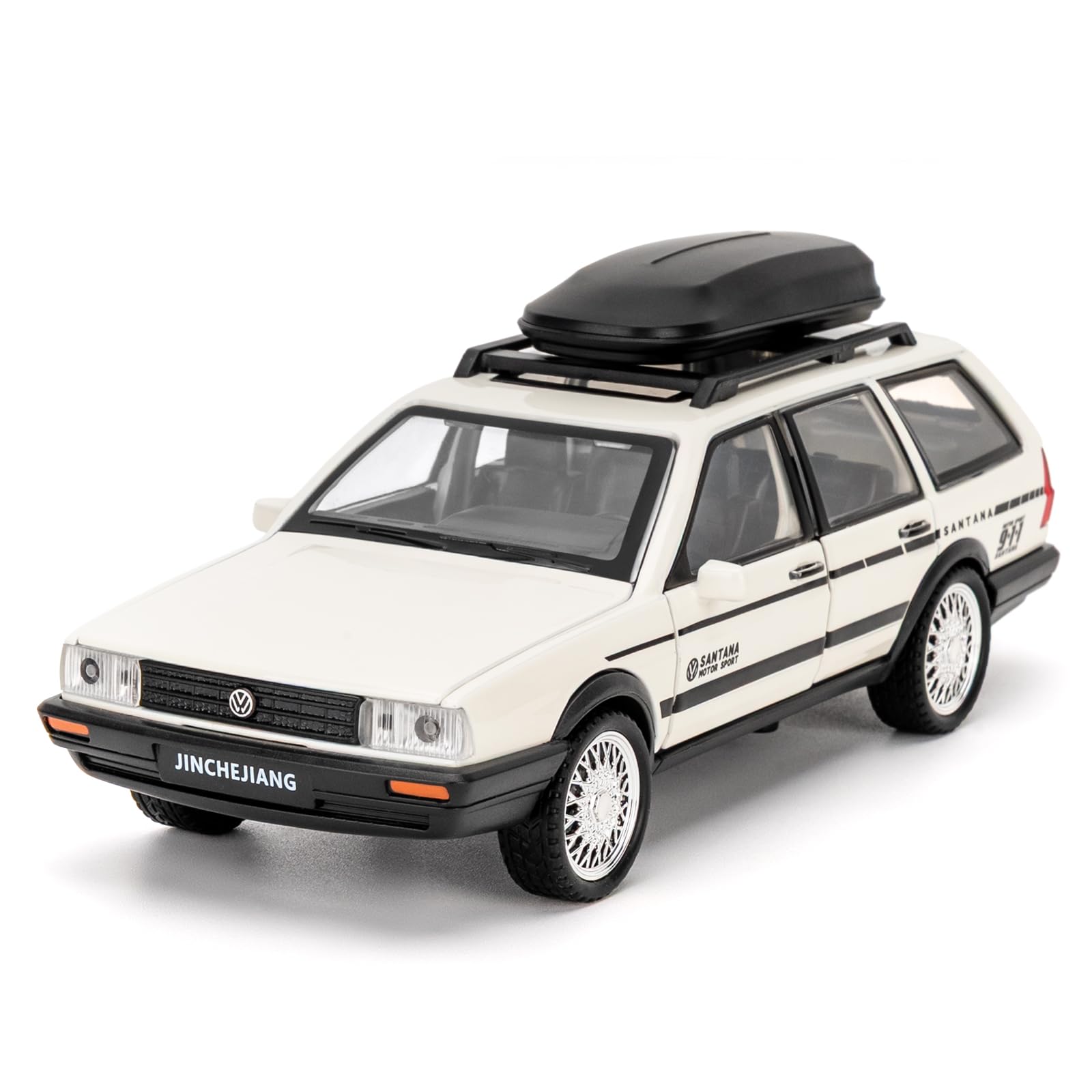 TGRCM-CZ 1/32 Santana Variant Wagon Model Car, Zinc Alloy Pull Back Vehicles Model Car with Sound and Light for Collectors & Kids 3+ Years Old Birthday Gift(white)
