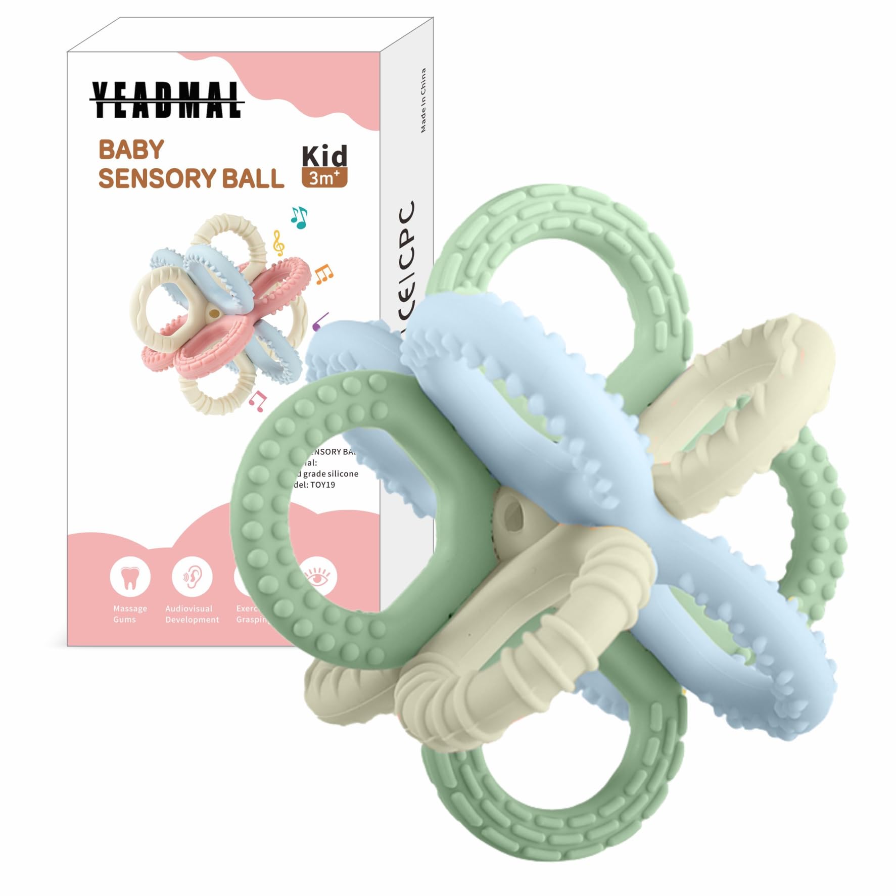 YEADMAL Baby Montessori Sensory Toys,Baby Teether Toy,Luban Ball Sensory Toy