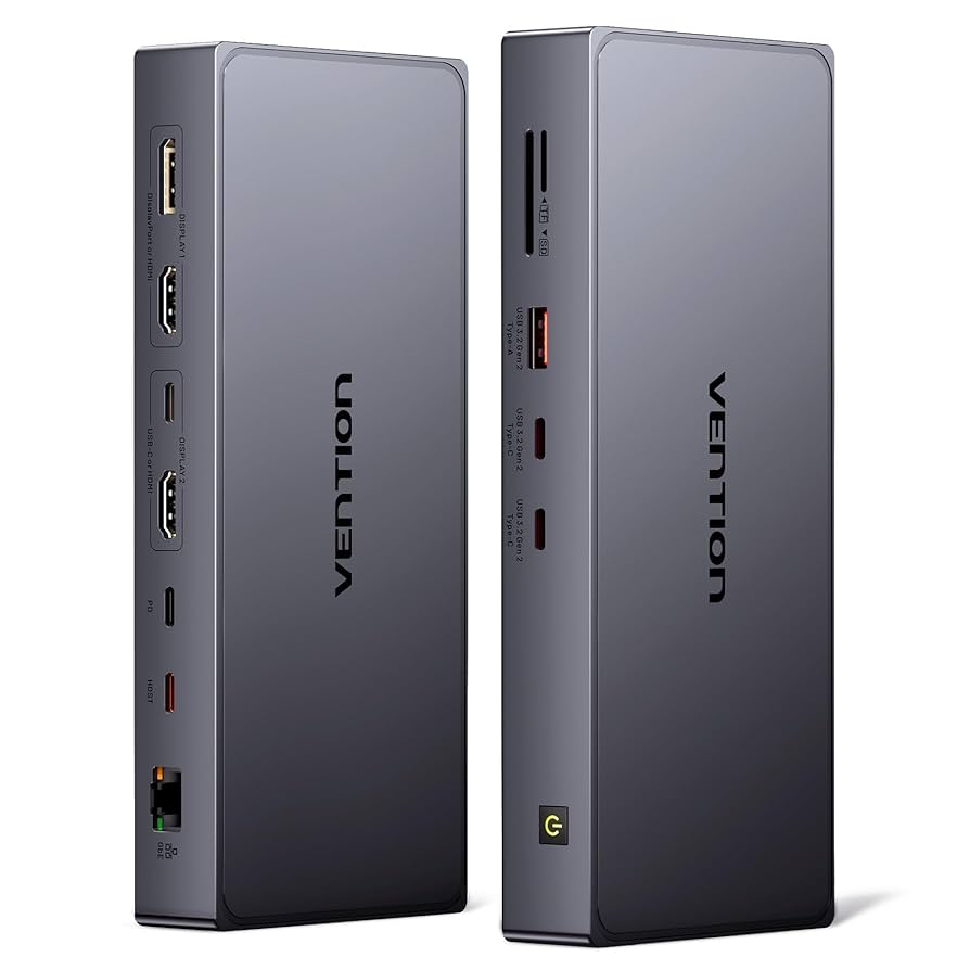 VENTION 8K 14-in-1 Thunderbolt 4 Docking Station Triple Monitors With 135W Power Adapter 40Gbps USB-C Docking Station For MacBook Pro/Air, Thunderbolt 4/3 Windows PC (8K HDMI DP, 3xUSB 3.2, Ethernet