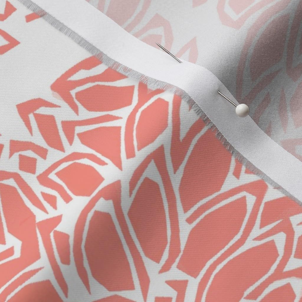 Spoonflower Fabric - Modern Light Coral Asian Floral Chinoiserie Printed on Organic Cotton Sateen Fabric by The Yard - Sewing Quilting Apparel Home Decor