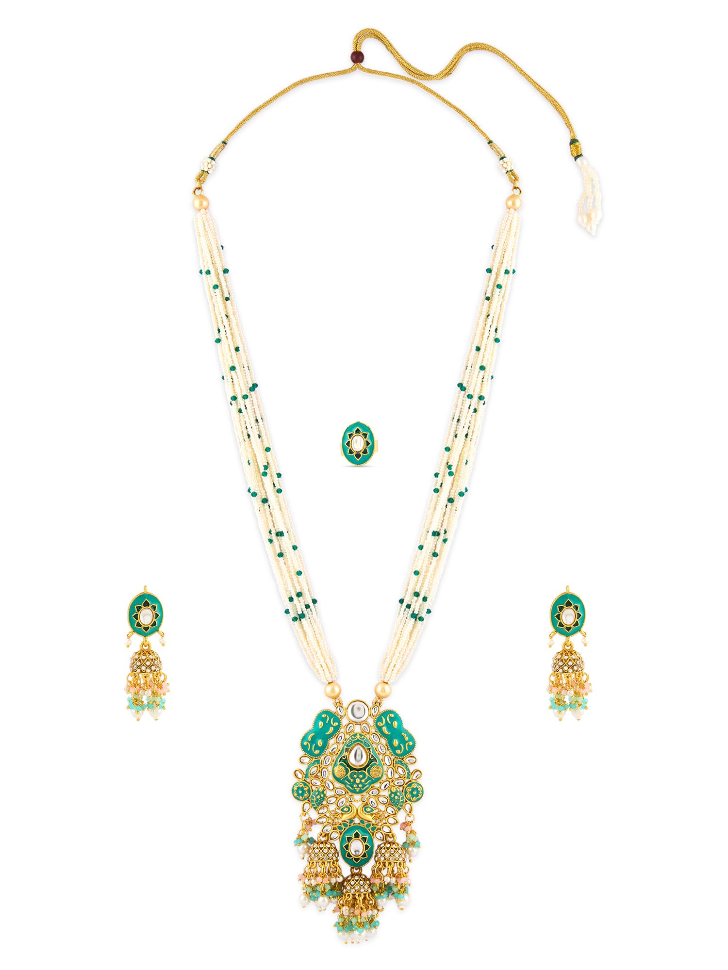 See full amazon price history chart for ZAVERI PEARLS Green Meenakari Multistrand Beaded Bridal Kundan Long Necklace Earring & Ring Set For Women-ZPFK17587 ZAVERI PEARLS Green Meenakari Multistrand Beaded Bridal Kundan Long Necklace Earring & Ring Set For Women-ZPFK17587 (B0CWV1R5BX) Amazon Price History, Amazon Price Tracker