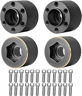 12mm Extended Wheel Hex Heavier Brass Adapter for 1/10 RC Crawler SCX10 TRX4 1.9 2.2 Wheels Hub Rim, Pack of 4 (Black, 15mm)