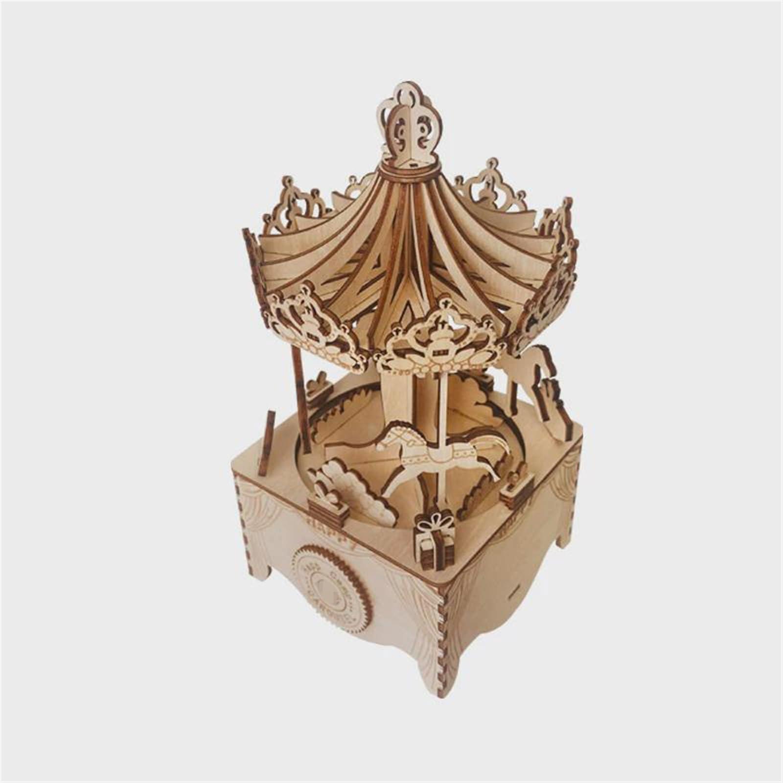 Caja De Música con Diseño De Carrusel, Caja De Música De Madera Ensamblada A Mano, Adornos Artesanales, Regalos Navideños Kits de Caja de música
