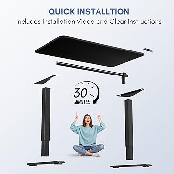 Furmax Electric Height Adjustable Standing Desk Large 40 x 24 Inches Sit Stand up Desk Home Office Computer Desk Memory Preset with T-Shaped Metal Bracket, Black