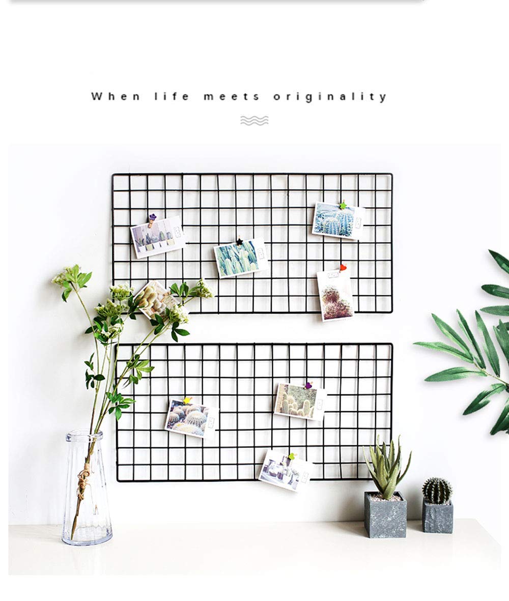 Upgrade Wall Grid Photo Pinboard Parete Fai da Te Griglia Reticolo Pinboard Photo Wall Memo Boards, Famiglia, Cucina, Ufficio(15,7 X 31,4 Zoll) Nero