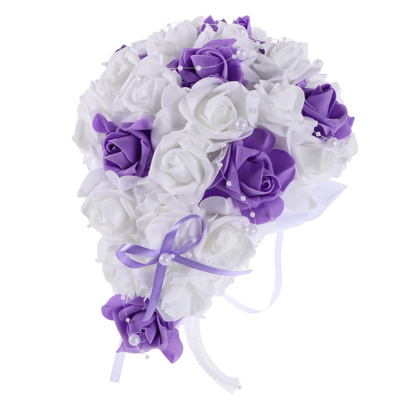 Purple Artificial Rose Bridal Bouquet, PE Flowers Western Style Design